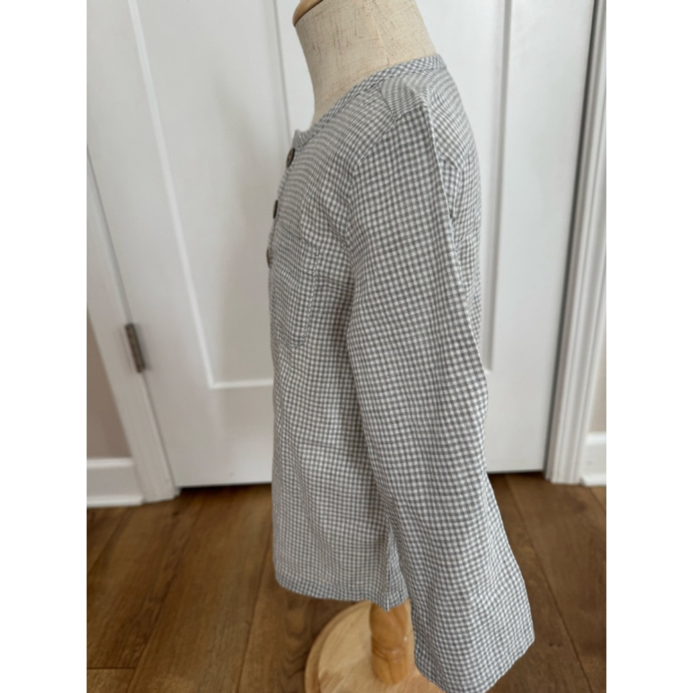 Boys Jamie Kay Button Down Shirt 3T GrayBlue White Gingham - Picture 2 of 5
